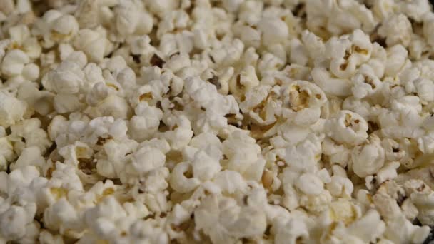 Spolverare Sale Sui Popcorn Rallentatore Macro Sparato — Video Stock