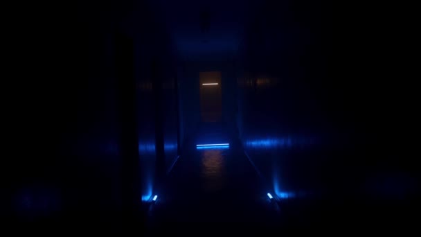 ファースト シューティング 男は暗い廊下を歩いている 主観的なカメラ — ストック動画