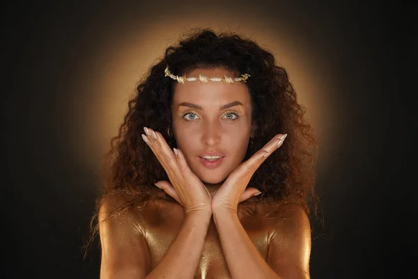 Beauty Glamour Creative Advertisement Concept Portrait Female Model Studio Attractive — Stock Photo, Image