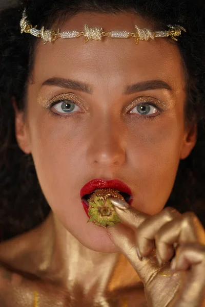 Beauty Glamour Creative Advertisement Concept Portrait Female Model Studio Close — Stock Photo, Image