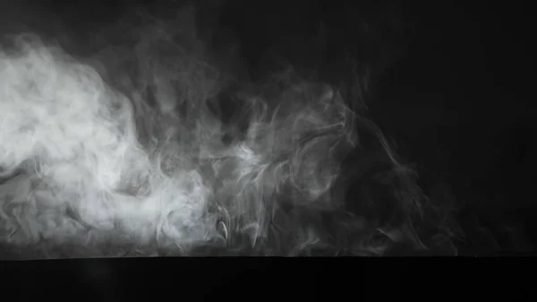 Frame Black Background Thick Dense Smoke Fog Spreading Illuminates Ray — Stock Photo, Image