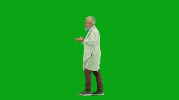 Υγεία Και Ιατρική Συμβουλευτική Έννοια Διαφήμιση Πορτρέτο Του Ηλικιωμένου Γιατρού — Αρχείο Βίντεο