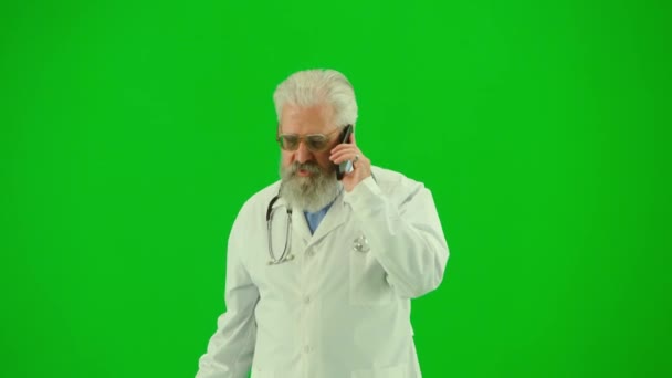 Concepto Publicitario Salud Consultoría Médica Retrato Hombre Médico Croma Pantalla — Vídeos de Stock