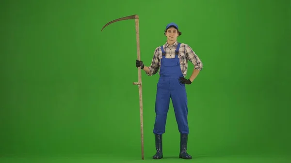 Koncepcja Kreatywnej Reklamy Rolnictwa Rolnictwa Naturalnego Portret Rolnika Ubraniu Roboczym — Zdjęcie stockowe