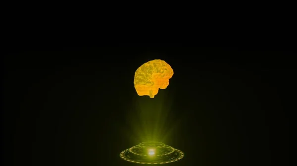 Human Brain Its Pulsating Projection Black Background Scientific Technology — Stock Photo, Image