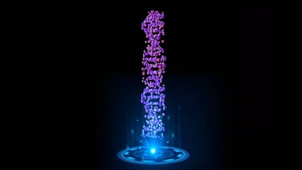 Hologram Dna Spiral Black Background Concept Genetics Medical Science Scientific — Stock Photo, Image
