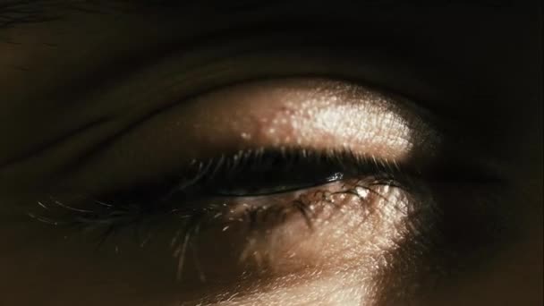 Ανθρώπινο Μάτι Ίριδας Άνοιγμα Κόρη Ακραία Από Κοντά — Αρχείο Βίντεο