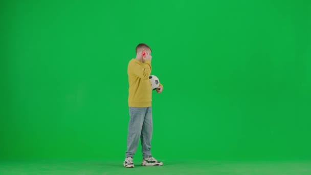 Сучасна Дитяча Школа Концепція Реклами Дозвілля Портрет Хлопчика Зеленому Екрані — стокове відео