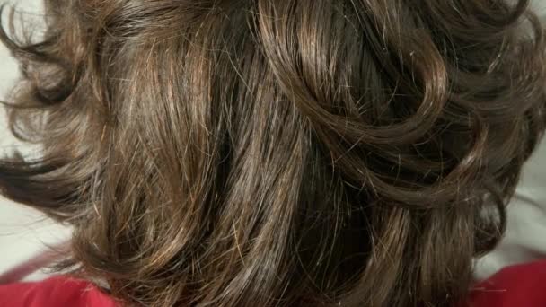 Вид Ззаду Чоловіче Волосся Лупою Лікування Волосся Концепція Догляду Волоссям — стокове відео