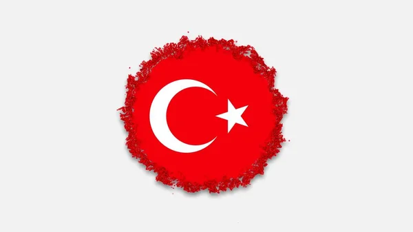 国旗模板图标创意广告概念 红白相间的气泡形成了圆形的土耳其国旗 在白色背景上与 通道隔离 — 图库照片