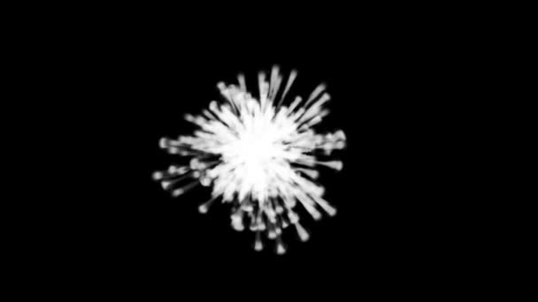 烟雾爆炸抽象动画创意广告的概念 白色烟雾爆炸动画 产生散漫流 在黑色背景 通道上隔离 — 图库视频影像