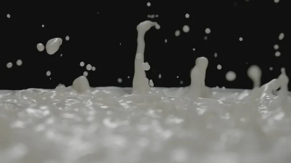 Milk Splash Milk Splash Milk Drop Zeitlupe Auf Schwarzem Hintergrund — Stockfoto