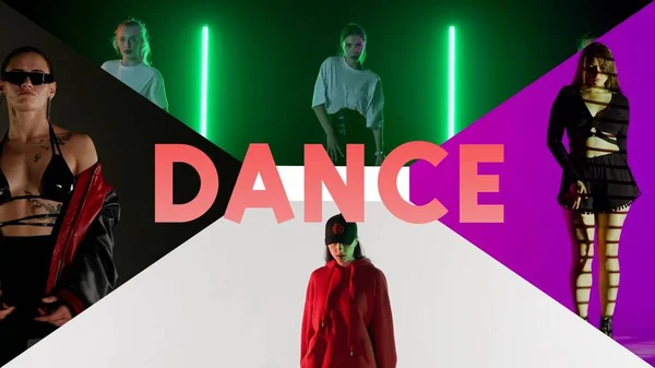 Ensemble Collages Danseurs Différents Styles Qui Forment Mot Dance — Photo