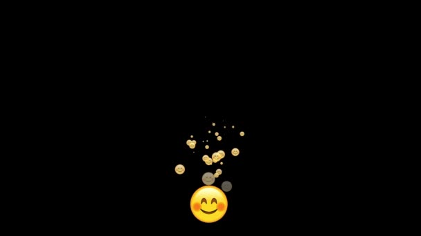 Maak Iconen Van Gele Emoji Met Glimlachende Ogen Blozende Wangen — Stockvideo