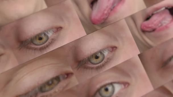 Część Twarzy Kreatywna Koncepcja Zbliżenie Ujęć Ludzkich Części Twarzy Usta — Wideo stockowe