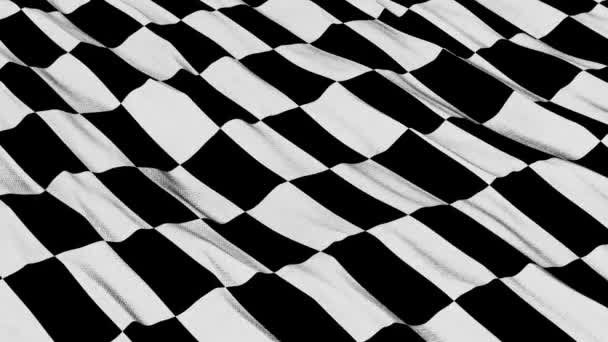 Checkered Race Flag Sjekk Flagg Bølgete Silke Stoff Flagrende Racing – stockvideo