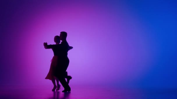 Κομψό Ζευγάρι Χορού Στο Spotlight Αυτό Εντυπωσιακό Βίντεο Συλλαμβάνει Μια — Αρχείο Βίντεο