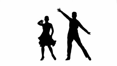 Bu çarpıcı görüntü dans eden bir çiftin siluetini, dans etmenin zarafet ve tutkusunu sergileyerek dinamik bir pozda yakalıyor. Kadın ve erkek dans adımlarının ortasında betimlenir, vücutları.