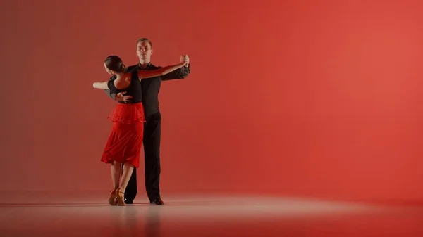 Elegant Ballroom Dance Couple Spotlight Dit Opvallende Beeld Vangt Een — Stockfoto