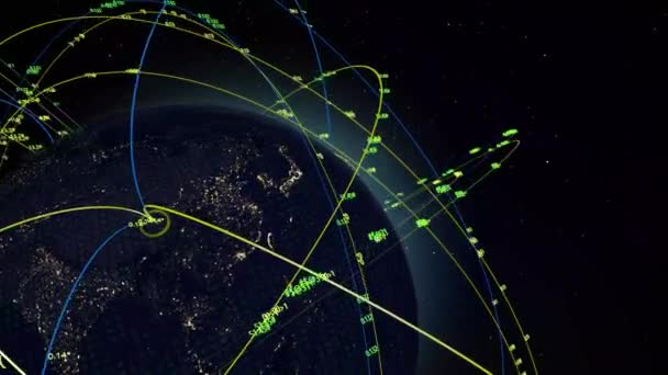 Global Network Data Visualization Earth Video Illustrates Advanced Global Networking — Stock Video