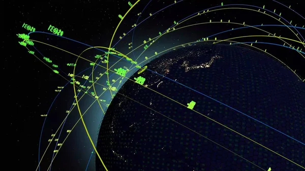 Globale Netzwerk Datenvisualisierung Über Der Erde Dieses Bild Veranschaulicht Eine — Stockfoto