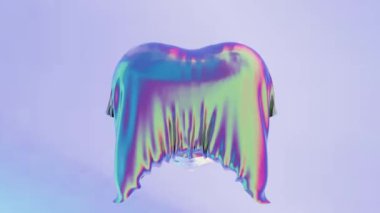 Cam kalp holografik kumaşla kaplı. Kalp atışı temsil eder. Gelecekçi aşk kavramı.