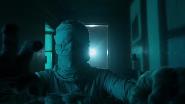 Película Terror Concepto Publicidad Creativa Poltergeist Retrato Persona Fantasma Casa — Vídeos de Stock