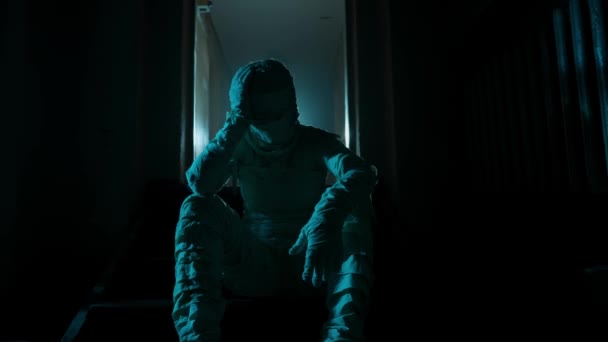 Horror Film Poltergeist Creatieve Reclame Concept Portret Van Een Geest — Stockvideo