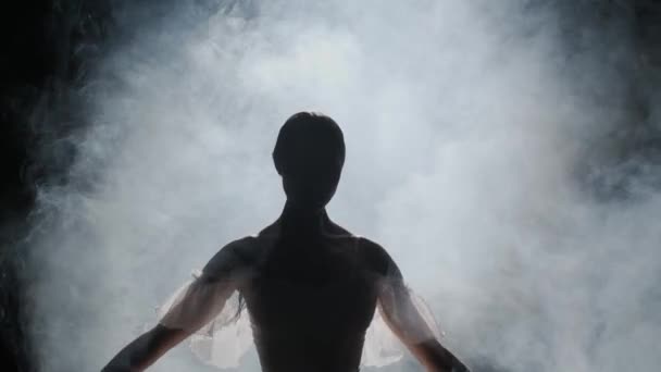 Klasik Modern Bale Yaratıcı Reklam Konsepti Stüdyoda Projektörün Altında Siyah — Stok video