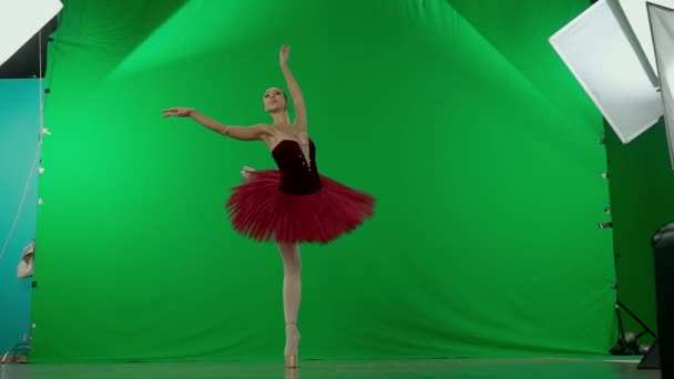 Klassisk Och Modern Balett Kreativ Annons Koncept Porträtt Kvinna Kroma — Stockvideo