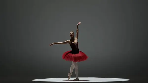 Classical Modern Ballet Creative Advertisement Concept Portrait Female White Background — Stock Photo, Image