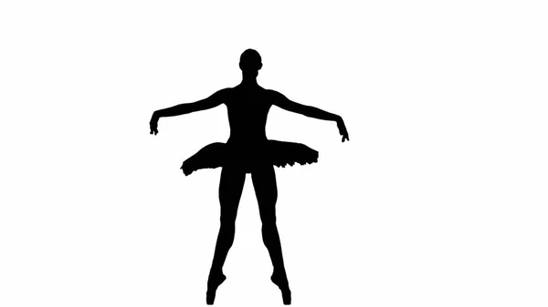 古典和现代芭蕾舞创意广告的概念 在白色背景下与 通道隔离的女性轮廓 塔图舞曲编排中的全镜头芭蕾舞演员 — 图库照片