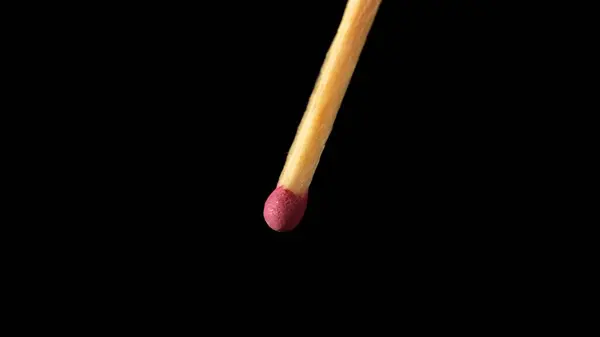 Macro Shot Matchstick Black Background Wooden Match Red Sulfur — Stock Photo, Image