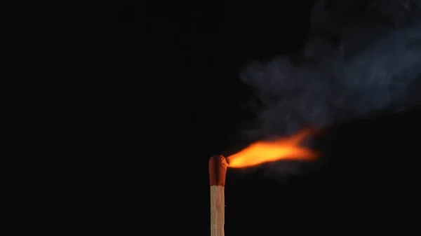Macro Shot Burning Match Dark Studio Background Flame Burning Match — Stock Photo, Image