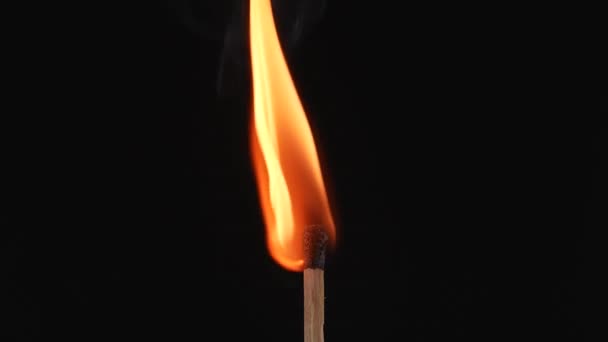 Macro Video Captures Moment Ignition Match Its Flame Flare Bright — Stock Video