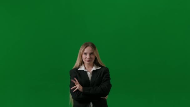 Brainstorming Conceito Resolução Problemas Retrato Fêmea Tela Verde Croma Chave — Vídeo de Stock