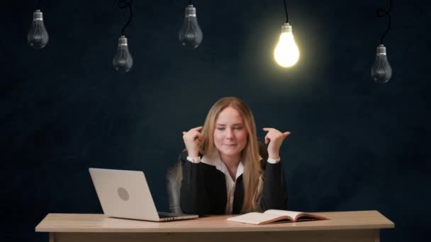 Imagination Problem Solving Creative Concept Portrait Girl Isolated Background Light — Stock Video