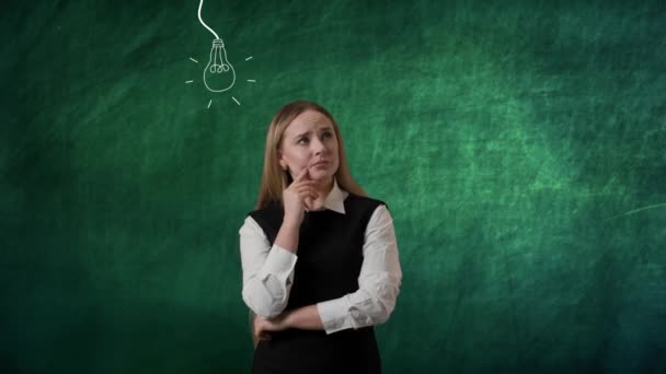 Fantasie Bei Der Problemlösung Kreatives Konzept Porträt Eines Mädchens Auf — Stockvideo