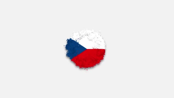 国旗爆発とアニメーションクリエイティブ広告コンセプト チェコの旗を形成する青い赤い白い色の泡 白い背景 黒いアルファチャンネル上の白い泡で隔離される — ストック動画