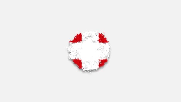 国旗爆炸和动画创意广告理念 红白相间的气泡形成了瑞士国旗 在白色背景上分离 通道上的白色气泡 — 图库视频影像