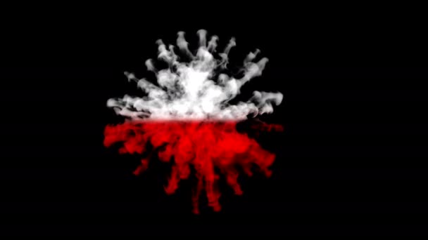 Взрыв Национальных Флагов Анимационная Творческая Рекламная Концепция Дым Окрашенный Красный — стоковое видео