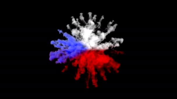 Взрыв Национальных Флагов Анимационная Творческая Рекламная Концепция Дым Окрашен Красный — стоковое видео