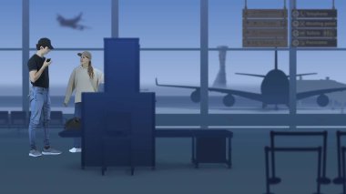 Havaalanının çerçevesinde, bekleme odasında. Bir kadın bavulunu x-ray tarayıcısından geçirir, ama bavul geçmez. Sonra gardiyanlar geldi, anlaşmazlık yaşadılar..