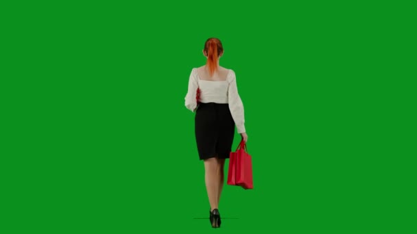 Mulher Negócios Moderna Retrato Menina Escritório Atraente Tela Verde Chave — Vídeo de Stock