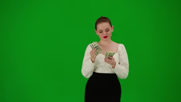 Modernt Affärskvinna Kreativ Annons Koncept Porträtt Attraktiva Kontor Flicka Chroma — Stockvideo