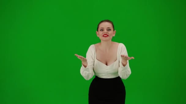 Moderní Podnikatelka Kreativní Reklamní Koncept Portrét Atraktivní Kancelářské Dívky Chroma — Stock video