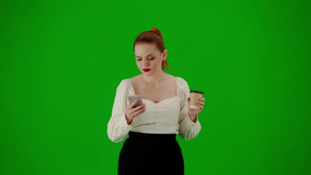 Modern Üzletasszony Kreatív Reklám Koncepció Egy Vonzó Irodai Lány Portréja — Stock videók