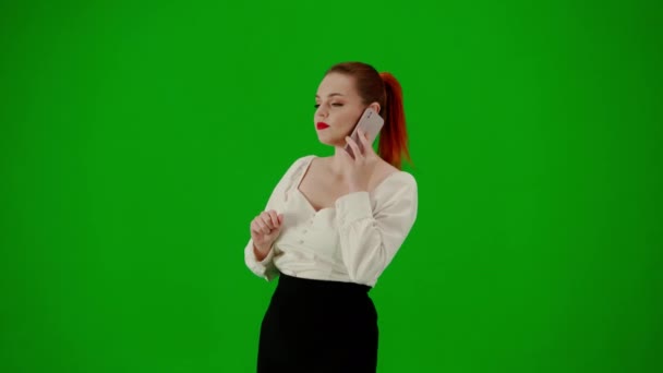 Modern Business Woman Portrait Attractive Office Girl Chroma Key Green — Stock Video