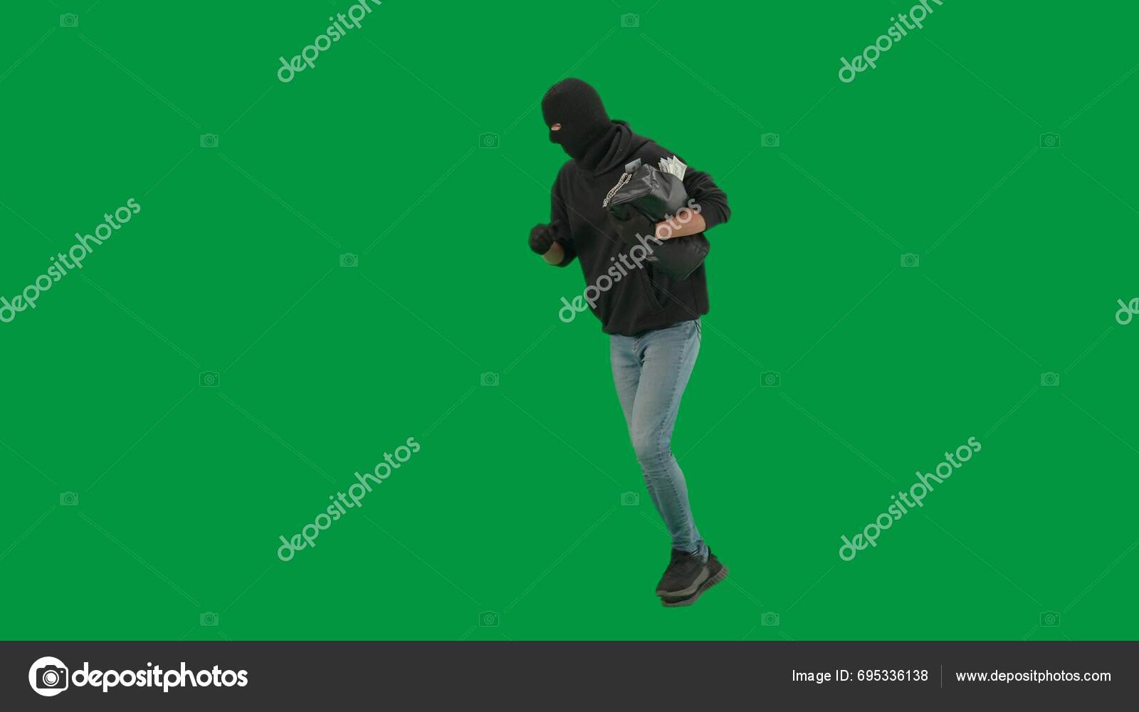 Robbery Criminal Concept Portrait Thief Chroma Key Green Screen ...