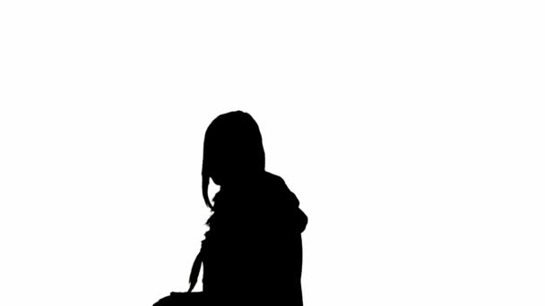 Schwarze Silhouette Einer Frau Auf Weißem Hintergrund Ein Junges Mädchen — Stockvideo